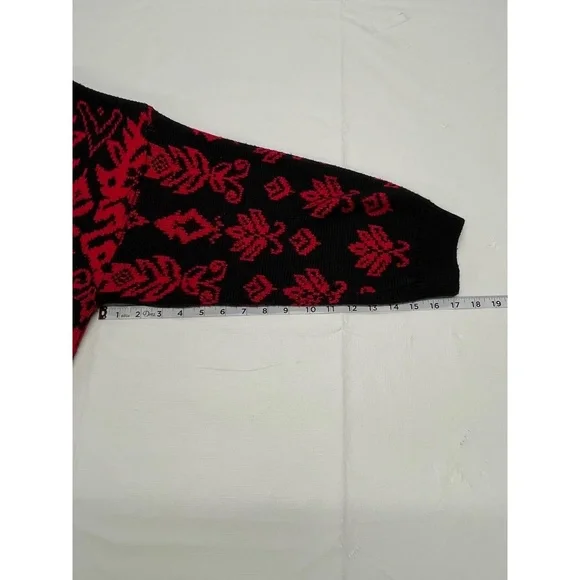 Vintage‎ ESPRIT Sport Black Red 80s Geometric Knit Sweater Medium - Picture 8 of 8